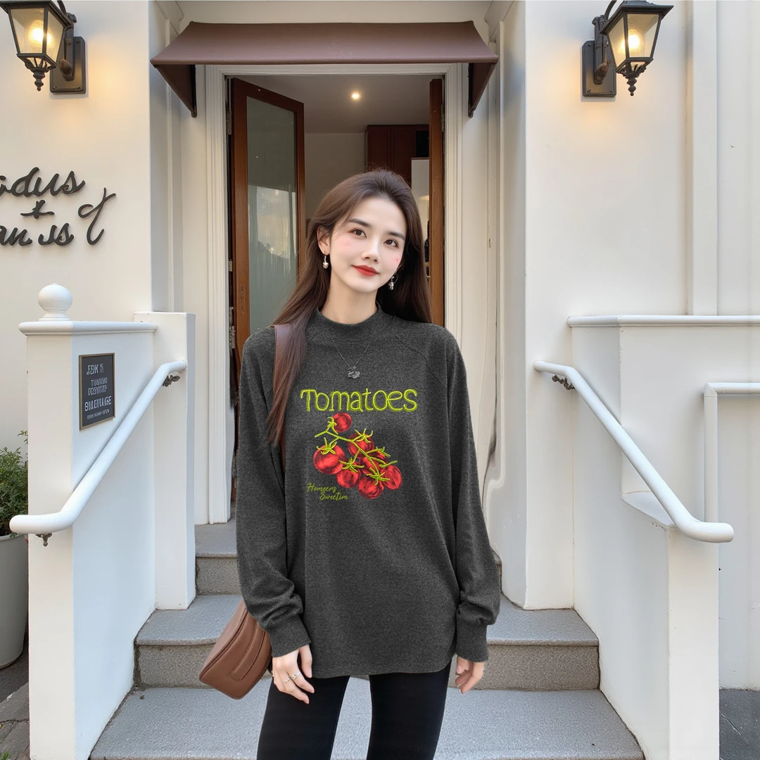 【大版番茄】澳绒保暖双面绒打底单穿卫衣宽松长袖时尚加绒