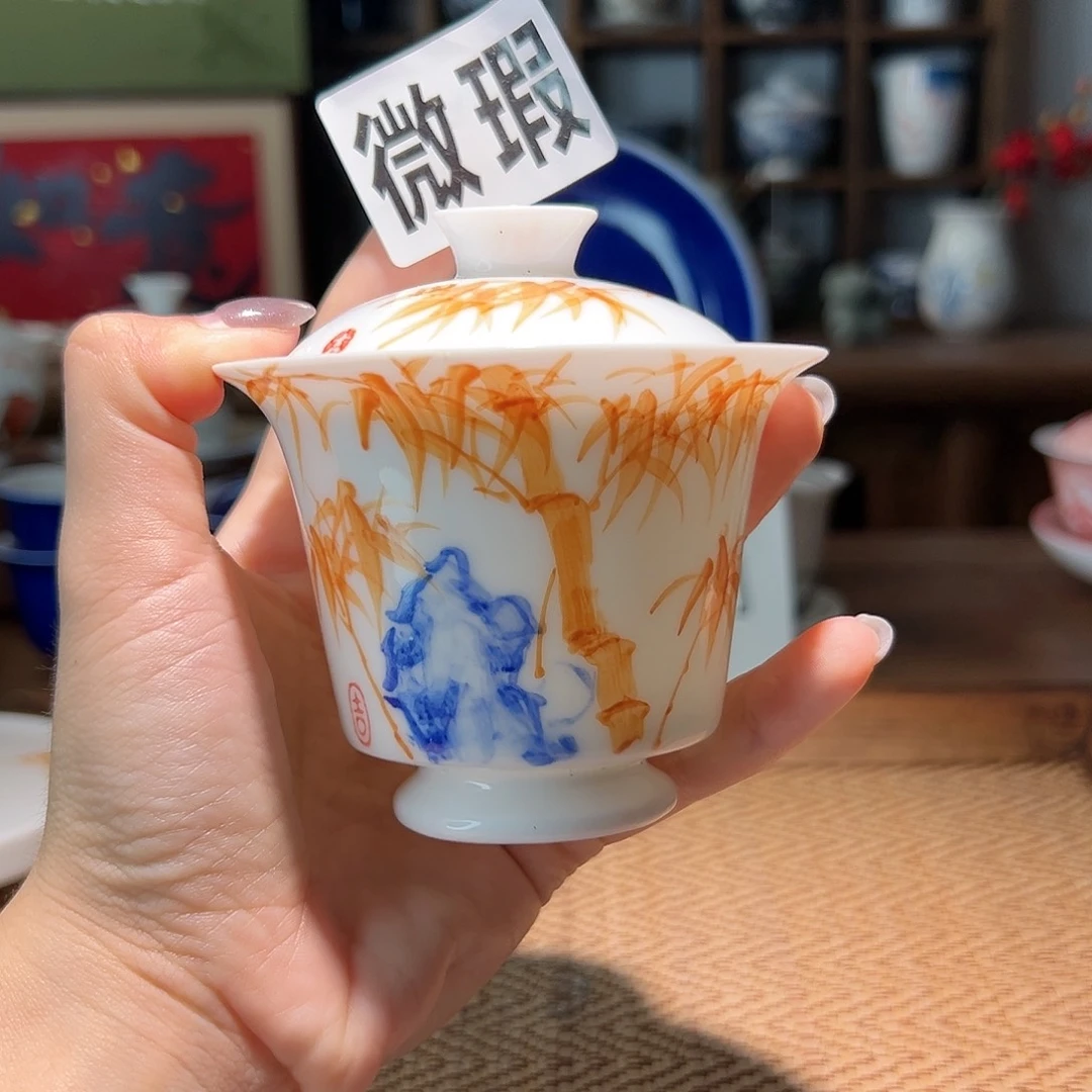 【闪购商品】微瑕 手绘 盖碗