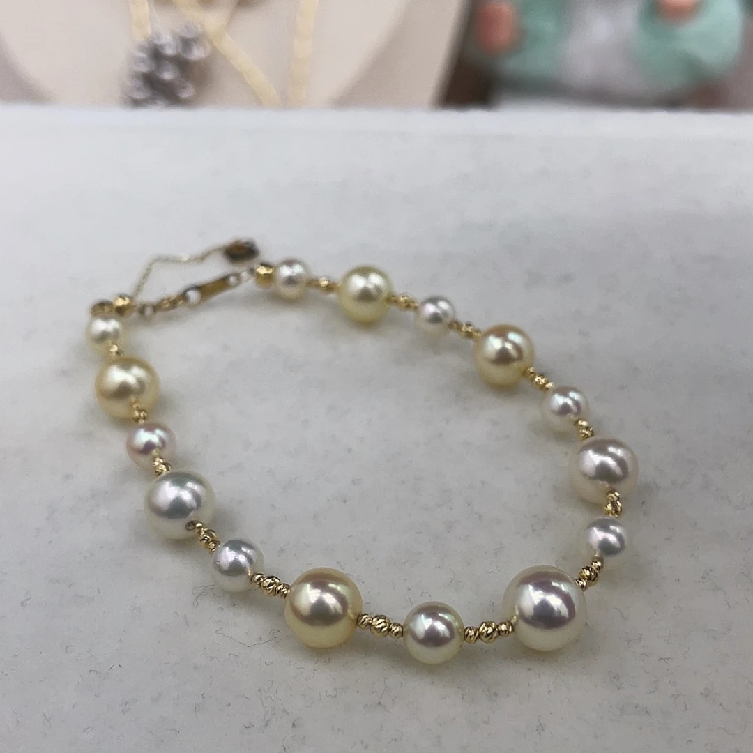 18K金镶嵌海水珍珠手绳