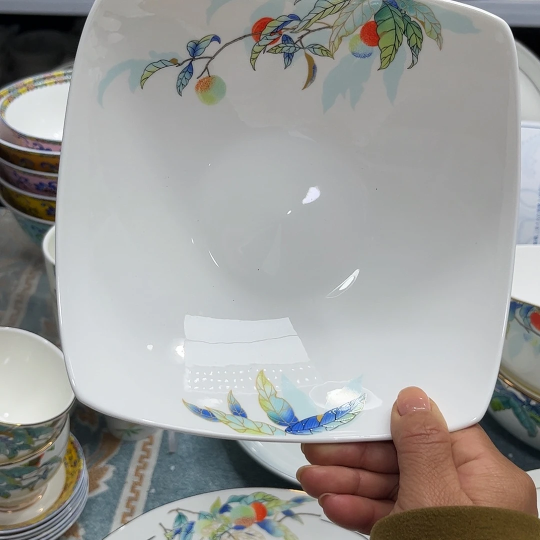 瓷片荔枝七寸方盘两个