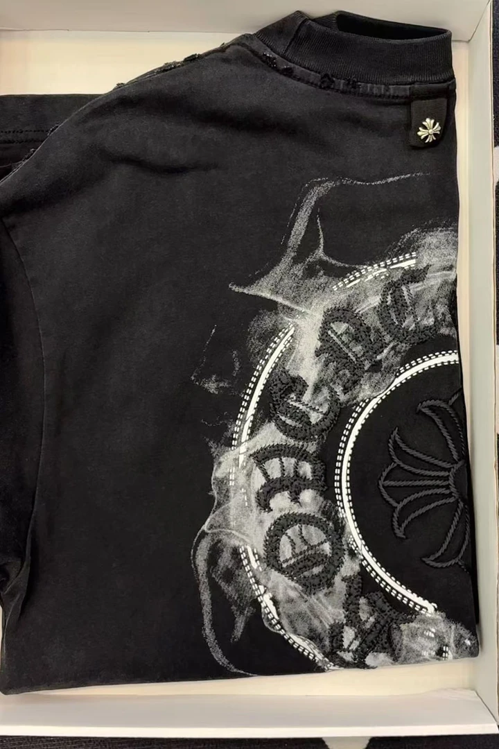 F78-夏季新款轻奢水洗克罗刺绣纯棉圆领短袖