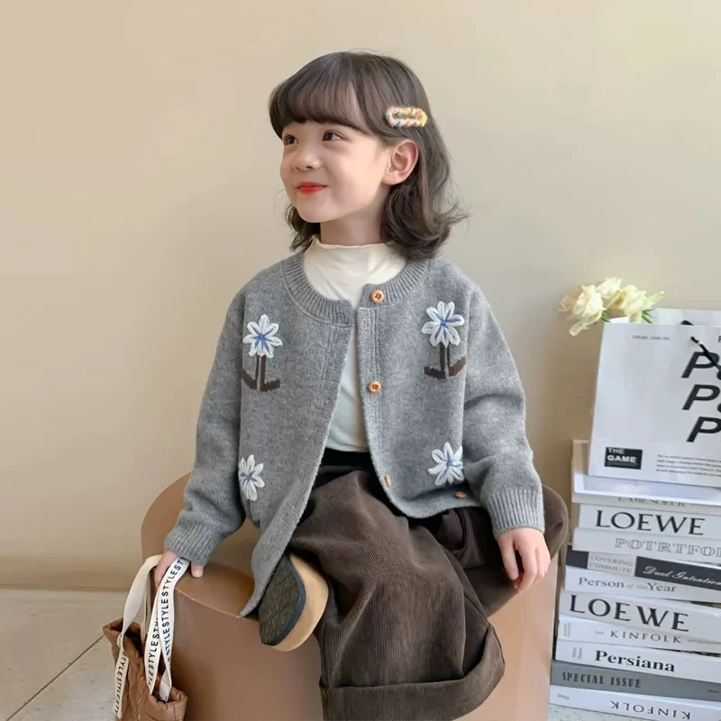 【亲子装】女童针织外套春季2025新款韩版儿童上衣小女孩开衫毛衣