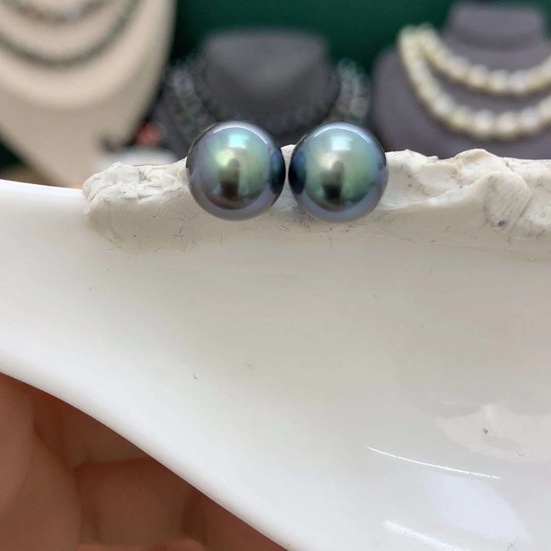 裸珠海水珍珠辣色耳钉