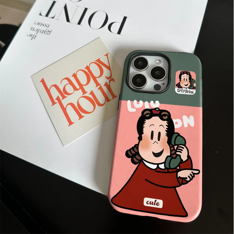 粉绿拼接露露菲林二合一适用苹果17/16promax手机壳15/14保护套13