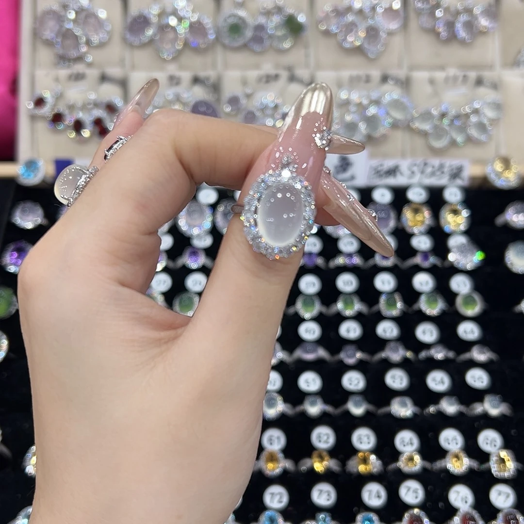 T***她蛇纹石玉银S925镶嵌戒指