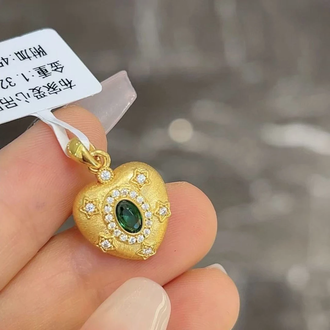 足金999 5D绿宝石经典百搭时尚吊坠