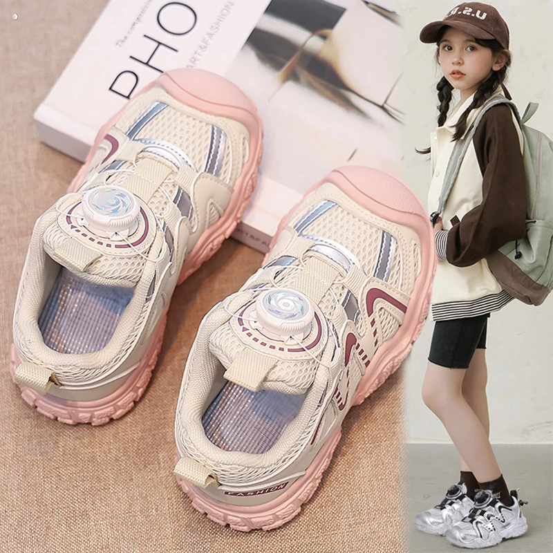 ABC运动鞋新款2025春秋网面中大童跑步鞋软底女童防滑休闲鞋爆款