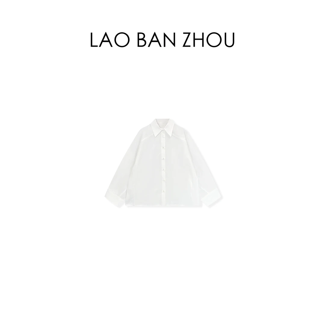 【老板周】小众设计 春季翻领立裁结构廓形百搭衬衫