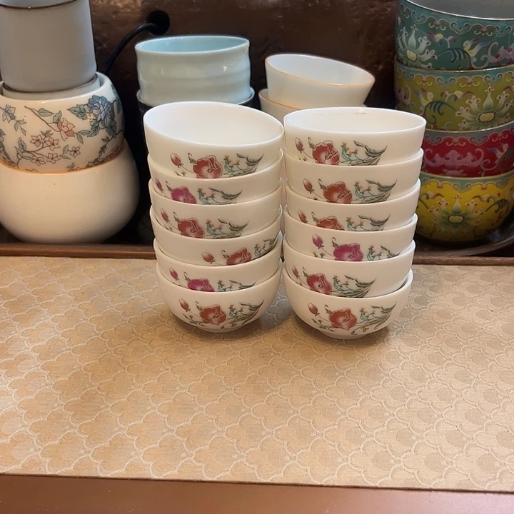 瓷片陶瓷单杯微瑕12个