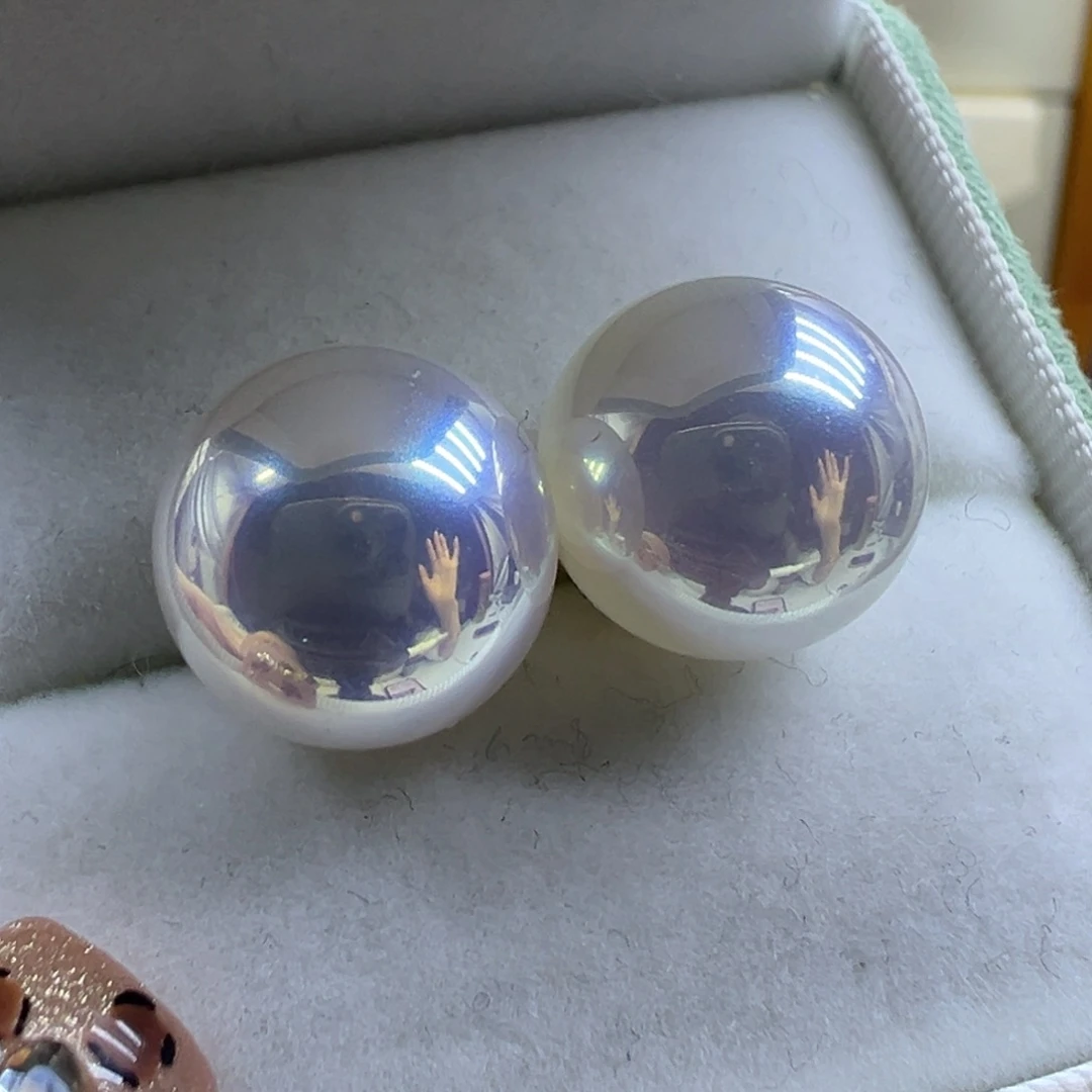 淡水珍珠银S925镶嵌耳饰