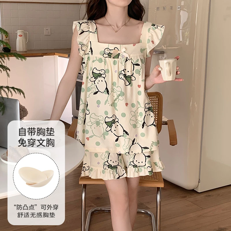 吊带睡衣女款爆款2025新款可外穿夏季薄款自带胸垫可爱学生家居服