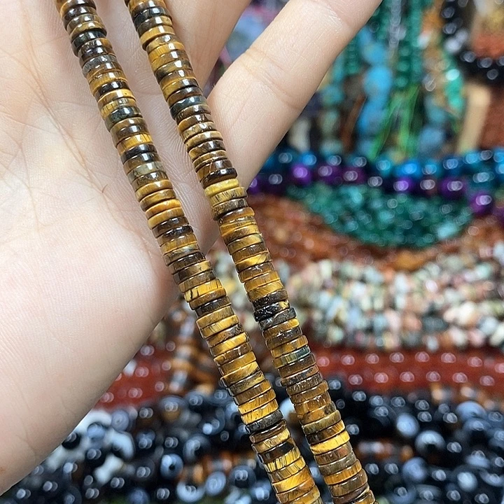 玛瑙/玉髓未镶嵌珠宝半成品天然虎眼隔片卡6*1mm