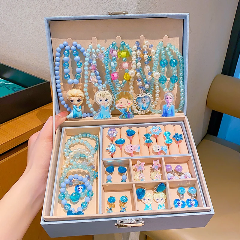 公主冰雪奇缘项链手链节日礼盒女孩戒指女童生日礼物饰品首饰盒