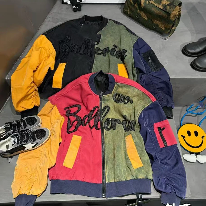 潮牌重工欧货2025夏新款宽松外套街头时尚潮流拼接拼色减龄显瘦