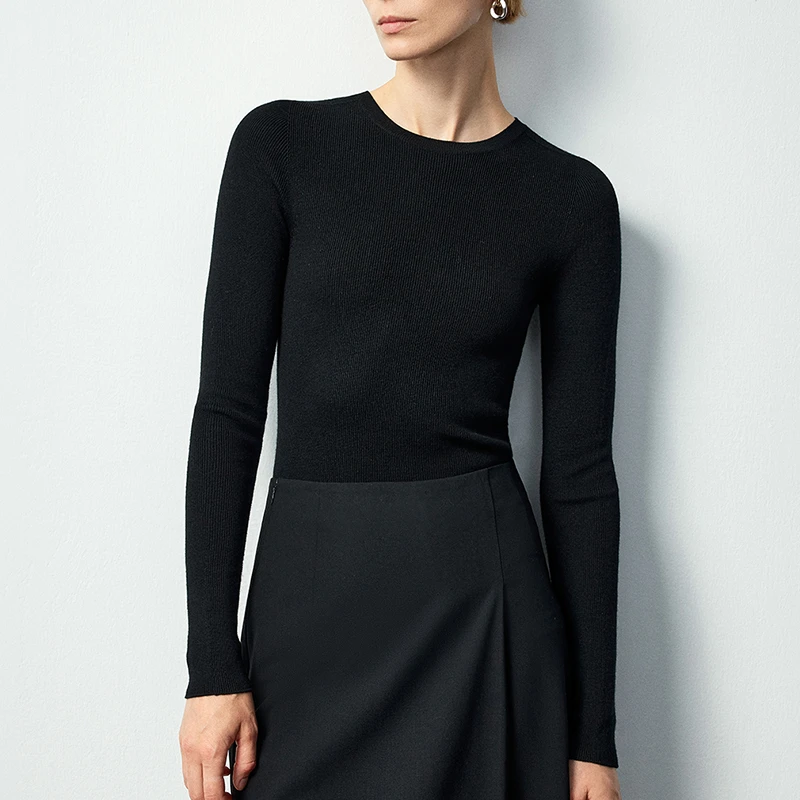 扬子纱120s可水洗无缝全成型羊毛圆领打底半高领针织衫女羊毛衫