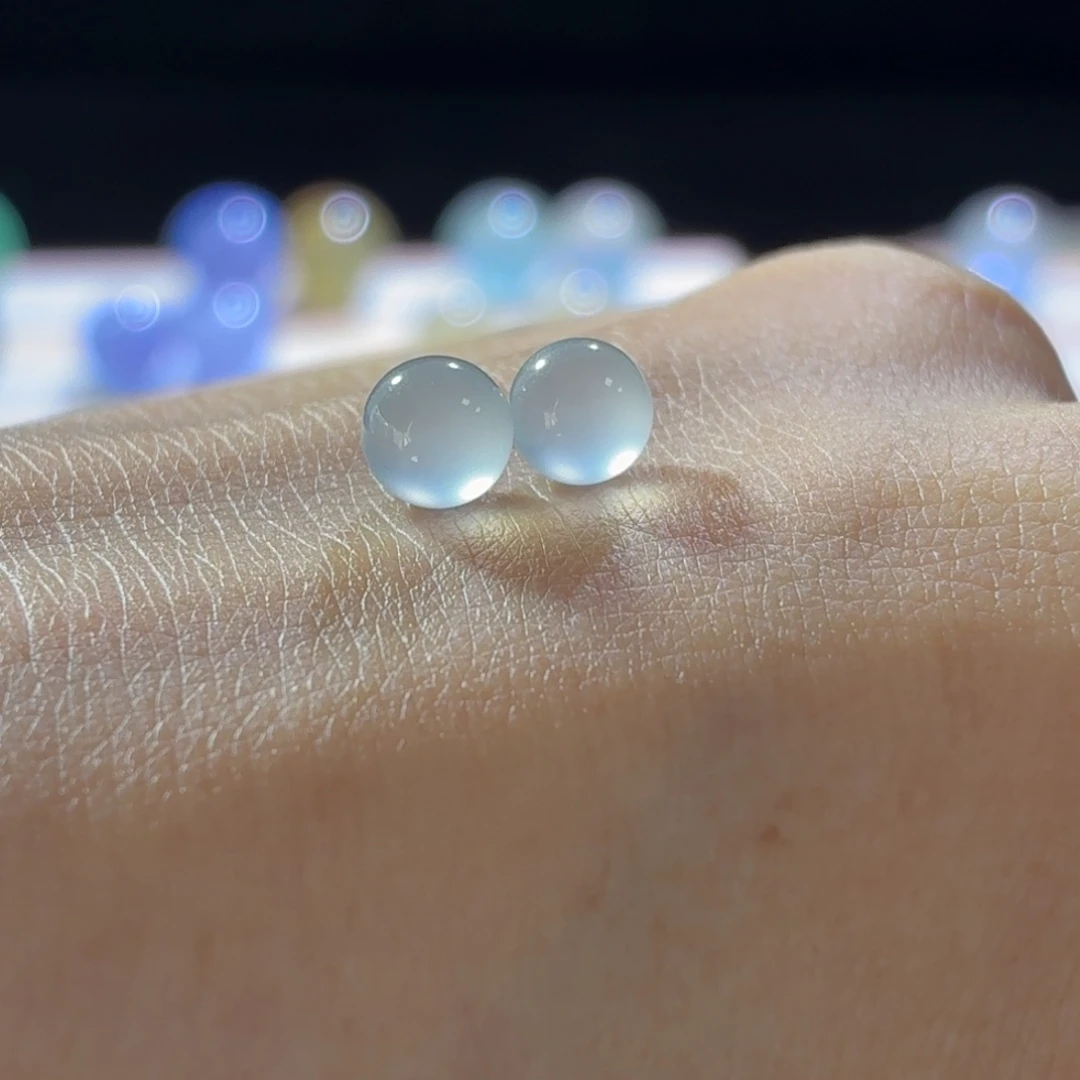 定制翡翠未镶嵌高冰很纯一对