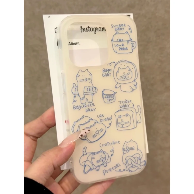 Lucky蓝线条哈基米适用iPhone1615大孔手机壳华为vivo小米oppo套