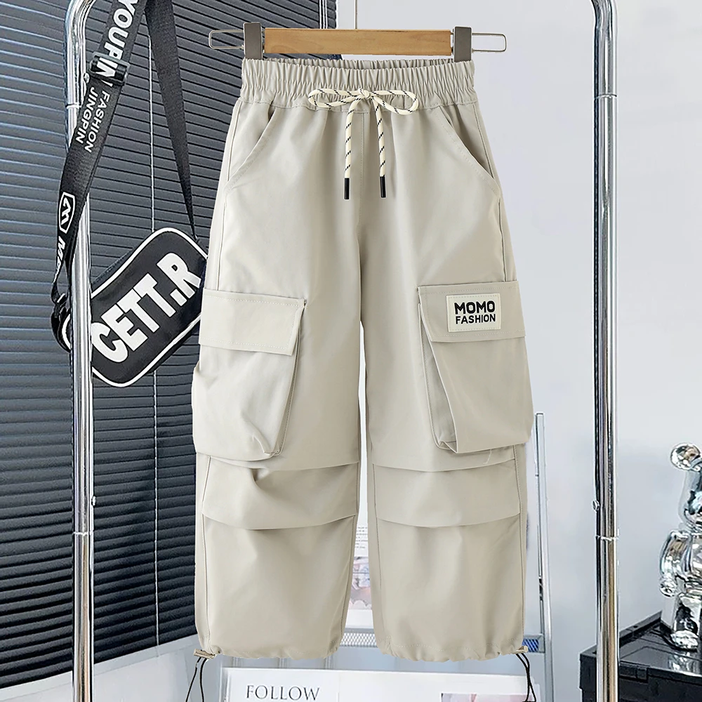 男童工装裤春秋款春装休闲长裤夏季中大童大口袋裤子炸街时髦薄款