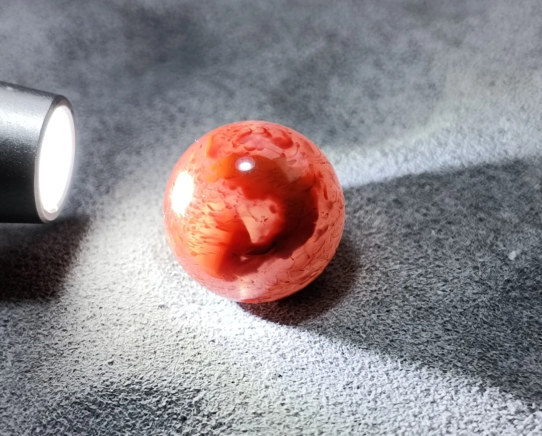 南红玛瑙火焰意境圆珠一鲸激起千层浪【尺寸12.9mm】