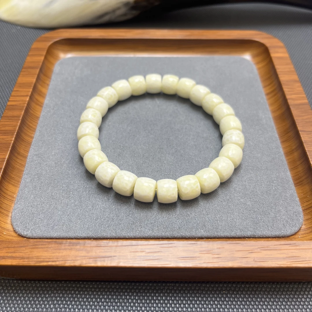 非金属珐琅手链 白色带花纹手串 F204