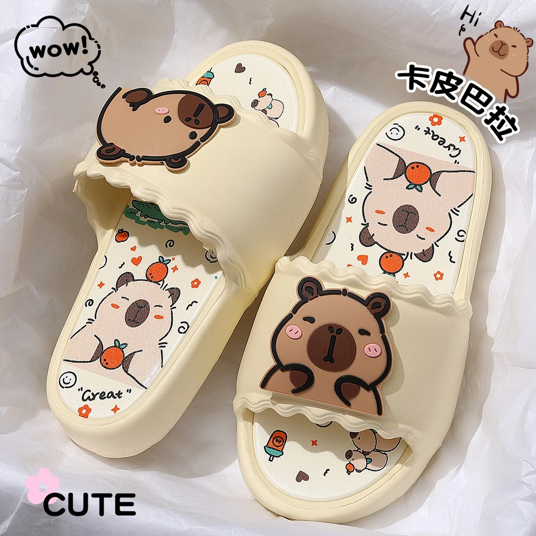 猫力卡皮巴拉水豚拖鞋女夏季家居室内2025新款踩屎感防滑可爱凉拖