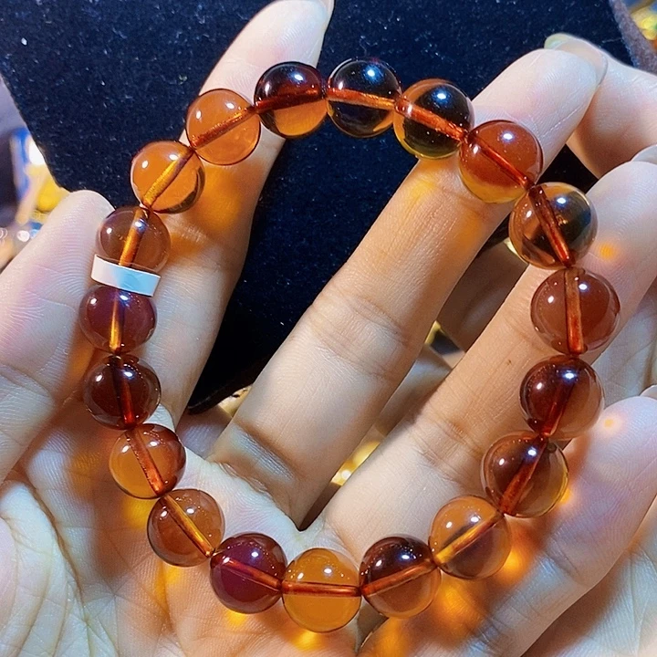蓝珀未镶嵌珠宝奇石墨西哥红蓝手串10