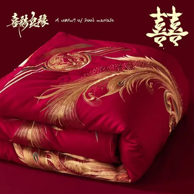 【大鹏-富氏集团】万针重工刺绣婚庆桑蚕丝喜被款式随机单独喜被