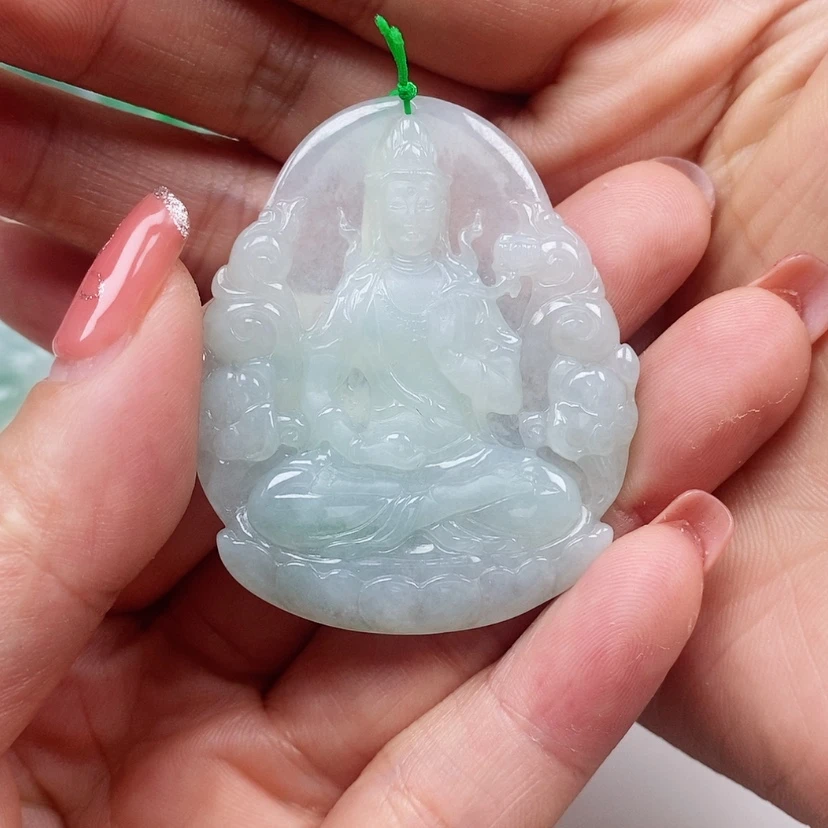 【闪购商品】翡翠颈饰未镶嵌A****?天然翡翠A货观音