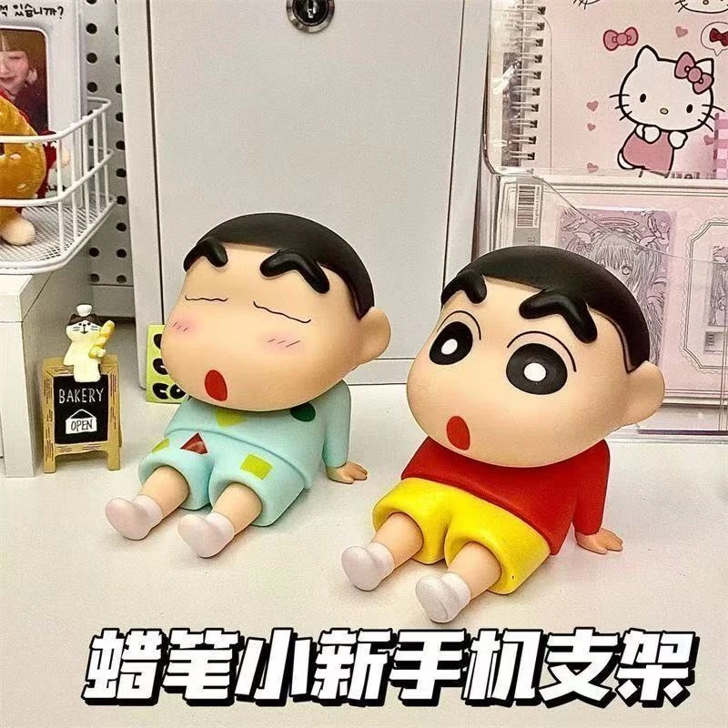 蜡笔小新手机支架睡袍蜡笔小新手办摆件野原新之助手工公仔批发