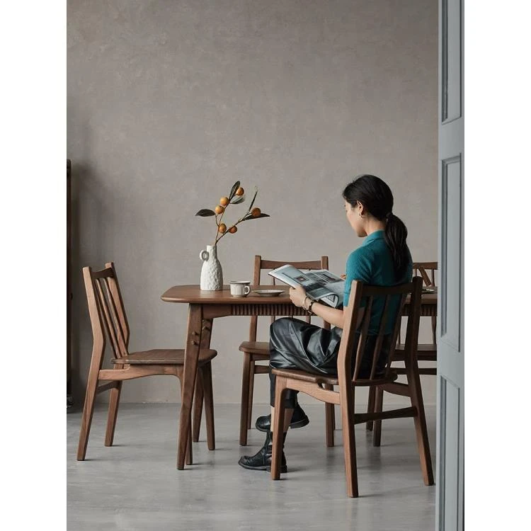 北美黑胡桃木餐椅客厅家用简约现代实木靠背椅