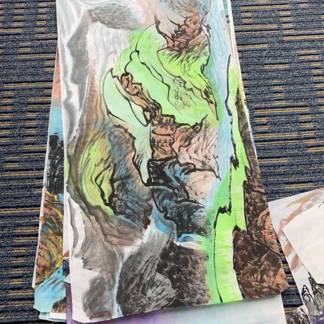 国画三尺山水作品童