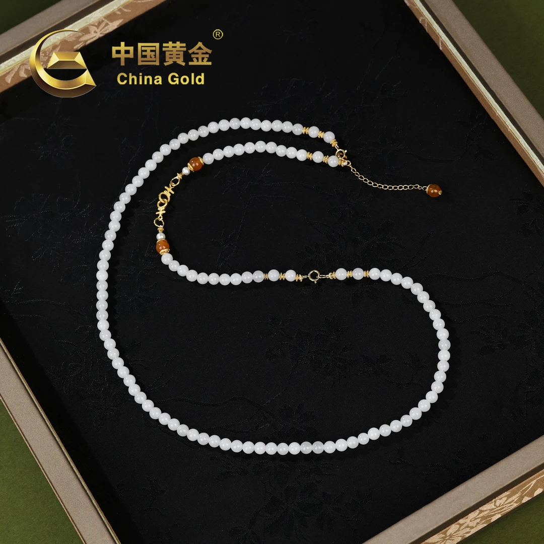 【中国黄金】S925银和田玉白玉项链-X1927-【北】