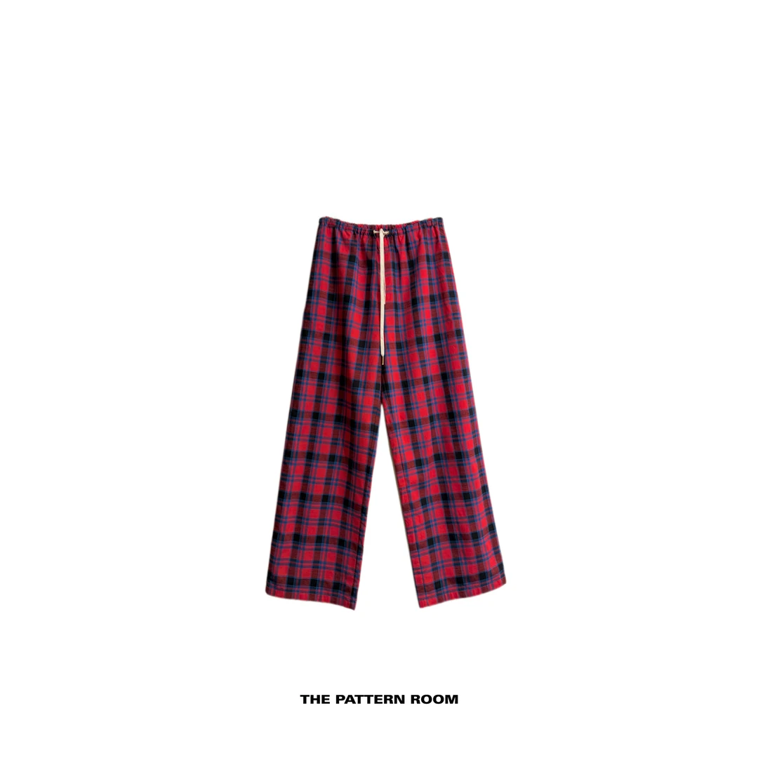 The pattern room | 街头时装撞色热烈格纹空气裤