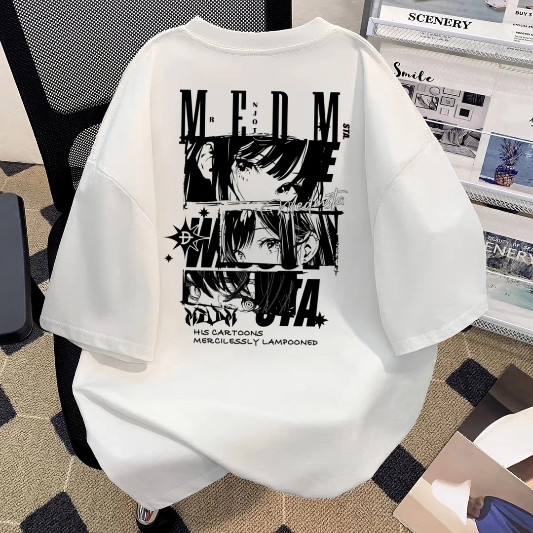 STA.MEDM联名美式复古动漫重磅纯棉短袖T恤女男2025夏季美式上衣