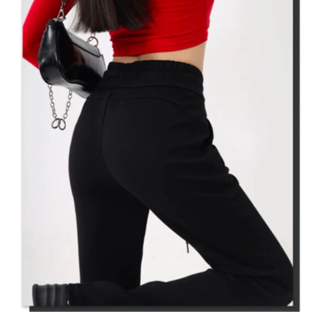 【Ula尤拉专属】春季纯色微喇裤辣妹高腰垂感拖地显瘦运动休闲裤子