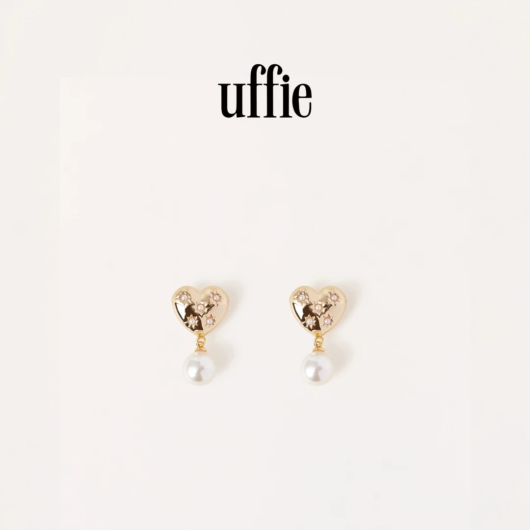 UFFIE 铜合金仿珍珠耳饰 爱心珍珠耳钉