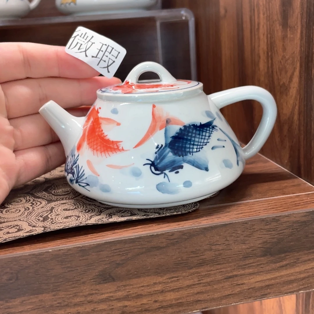 釉下手绘茶具微瑕