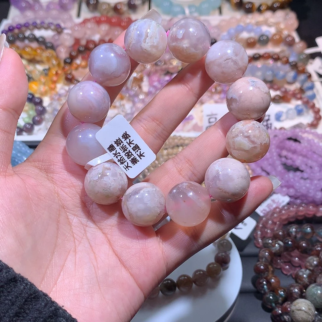 未镶嵌手链水晶粉紫樱花玛瑙18