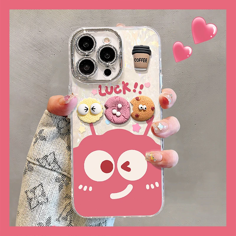 煤球公仔适用苹果15情侣vivo华为oppo小米iPhone16精孔贝壳手机壳