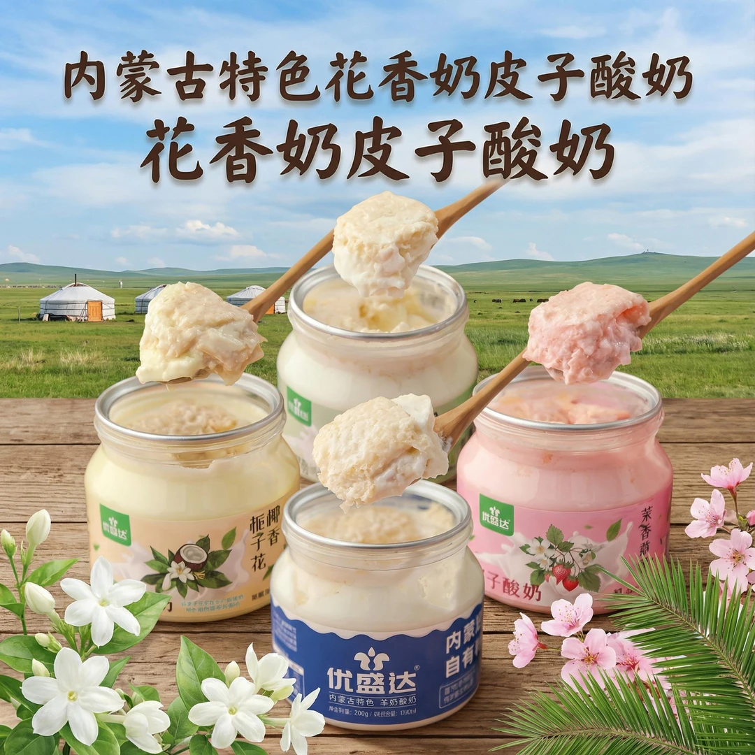 【白吃姐妹专属】内蒙古4种口味8罐厚奶皮子老酸奶解馋零食