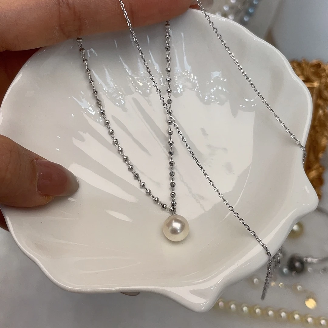 银S925镶嵌海水珍珠颈饰