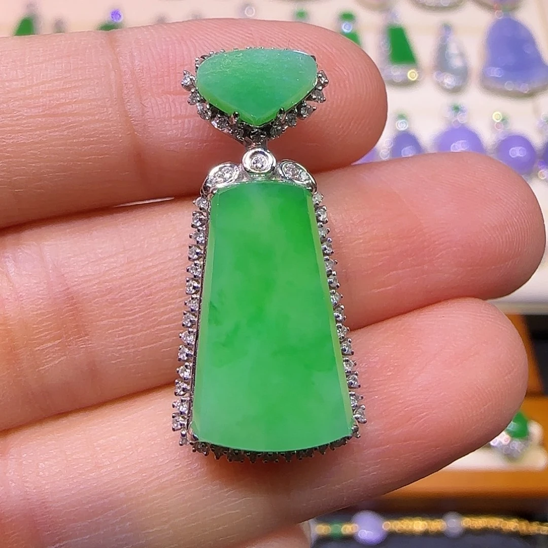 翡翠18K金镶嵌吊坠(不含链)