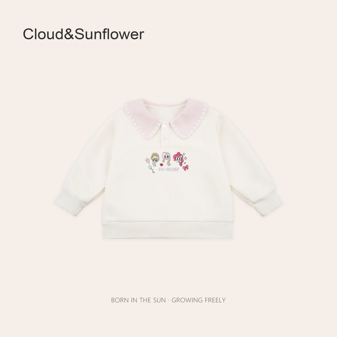 女童春季三只小马刺绣翻领两粒扣休闲卫衣1113677