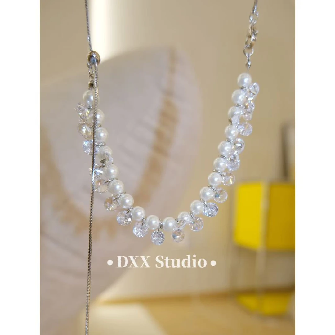 铜合金仿珍珠项链 小众设计百搭ins极简项链46336