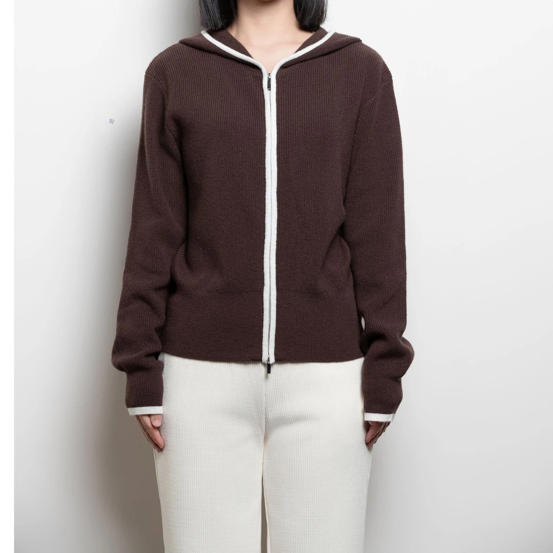 时尚开衫短款休闲羊绒连帽宽松带帽秋冬套头长袖百搭0338