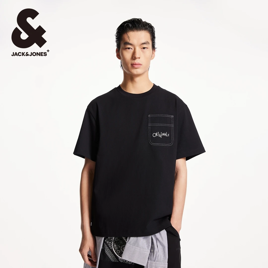 【重磅棉】杰克琼斯秋季新款短袖男t恤简约潮流宽松圆领高级感穿搭