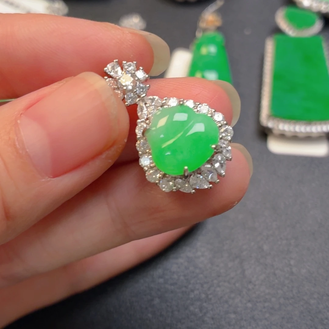 翡翠银S925镶嵌吊坠(不含链)