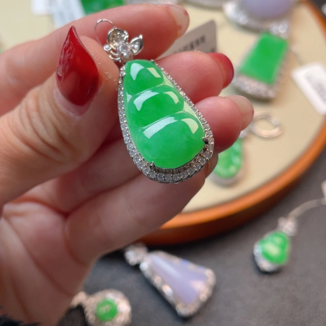 翡翠吊坠(不含链)银S925镶嵌