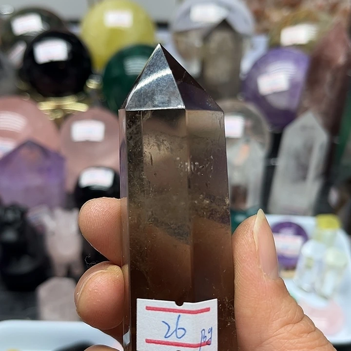 水晶珠宝半成品未镶嵌90克茶水晶柱