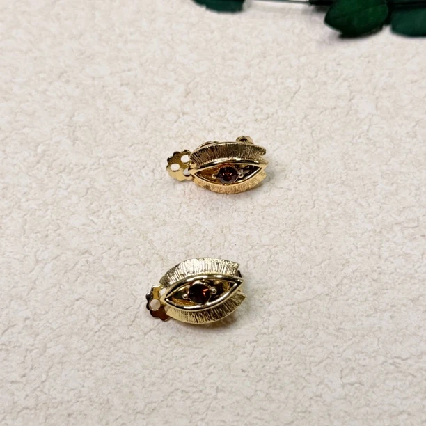 铜合金合成锆石耳饰 【六六中古】孤品复古耳夹th6607